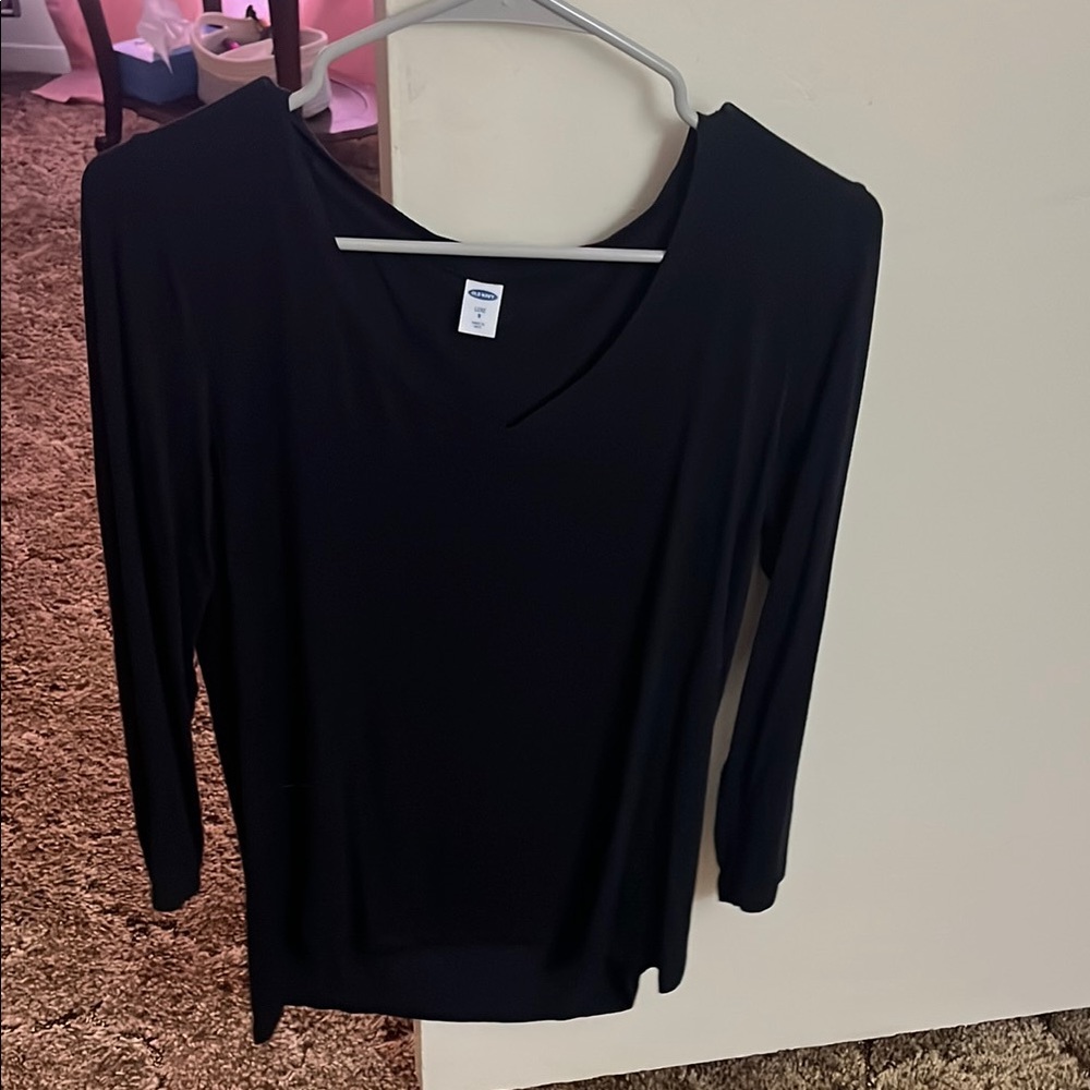 Old Navy Black Fitted 3/4 Sleeve Blouse